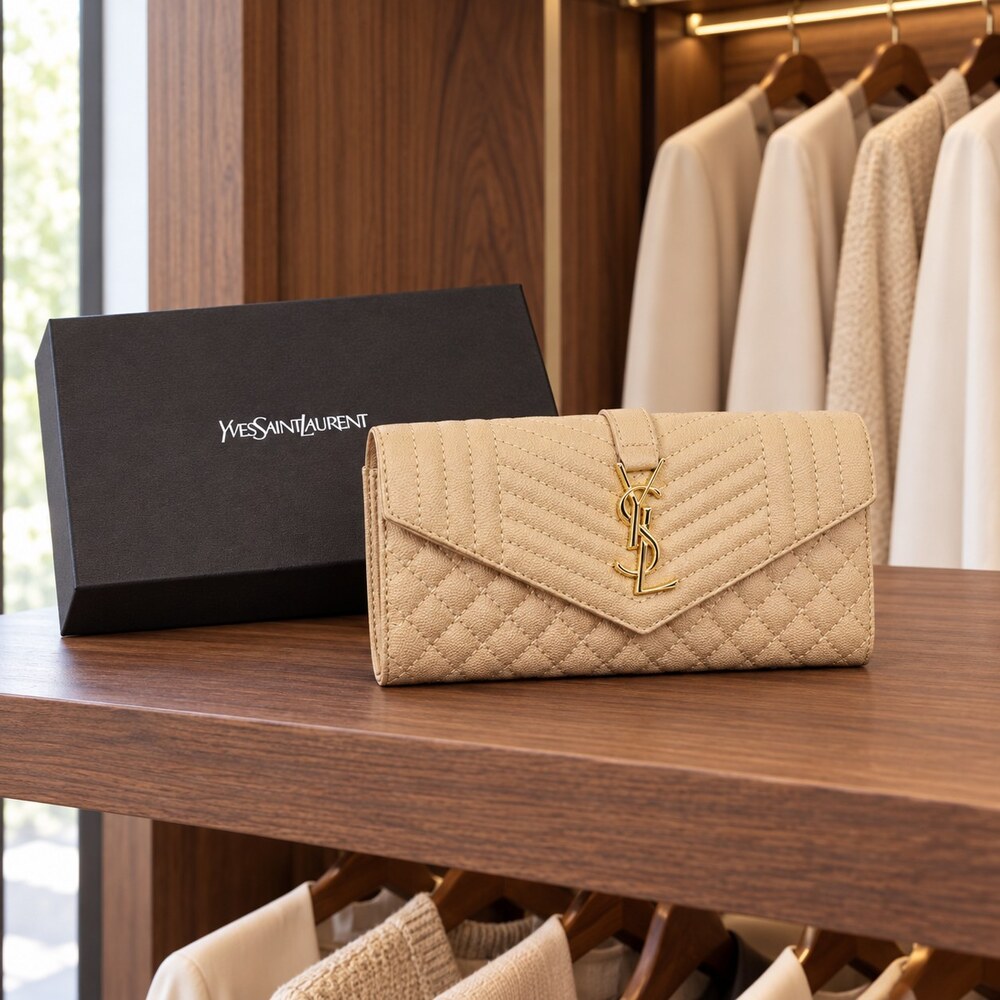 YSL Cassandre Matelassé Long Flap Wallet